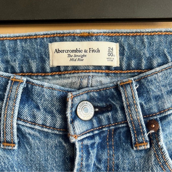Abercrombie + Fitch The Straight Mid Rise Straight Leg Jeans Size 00 FLAWED - Picture 2 of 6